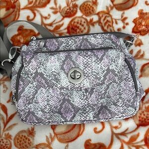 Baggallini Lavender Snake-Print Crossbody Bag